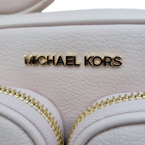 ❤️Michael Kors Sz M Crossbody Bag Jet Set Leather and Case AP Pro Pink Gold New - Picture 9 of 9